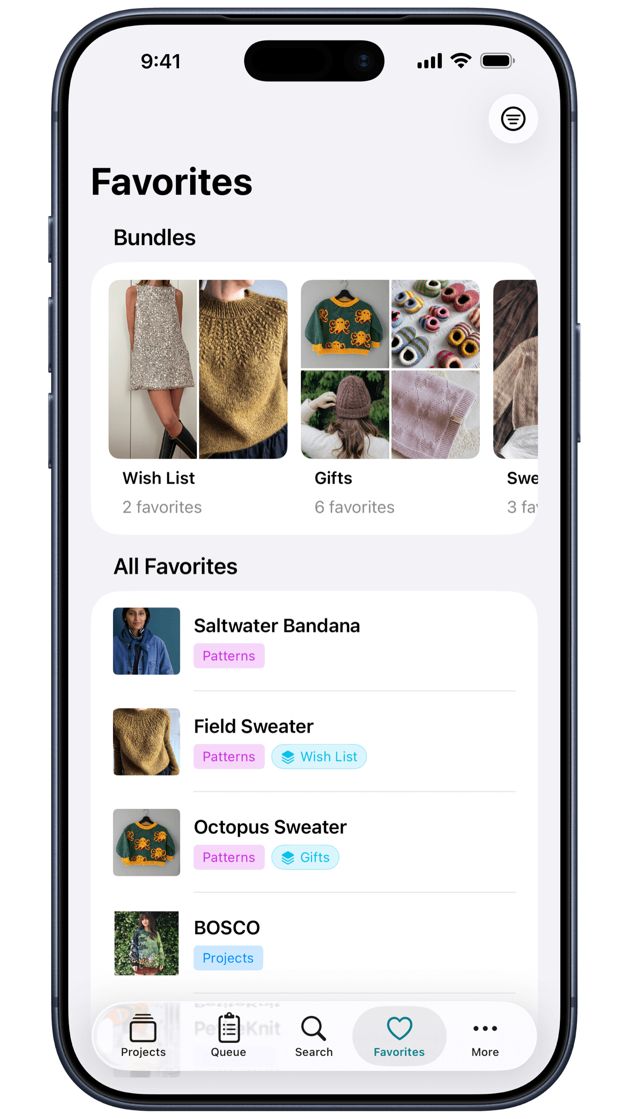 Unraveled — Favorites, organized into bundles