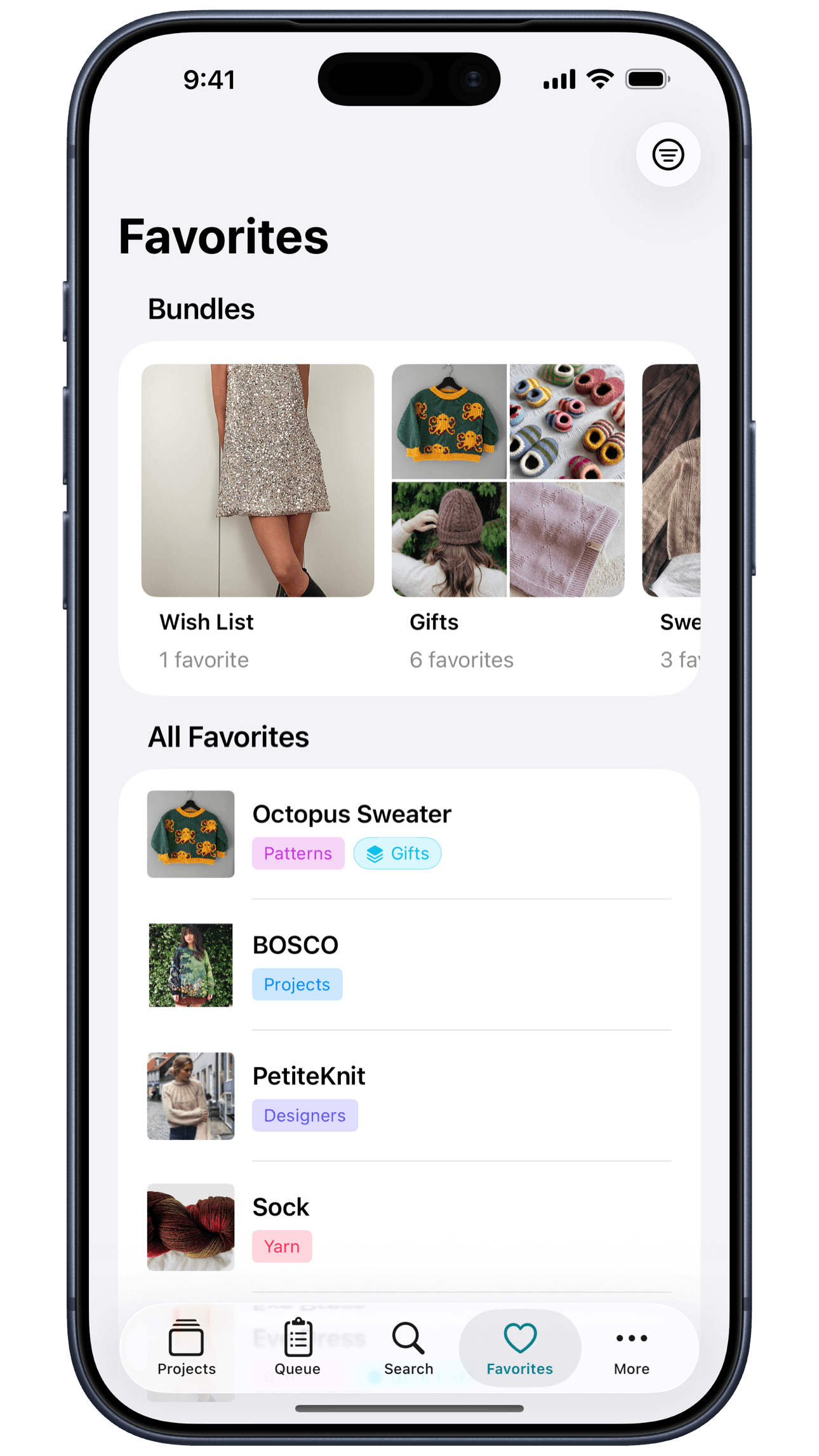 Unraveled — Favorites, organized into bundles